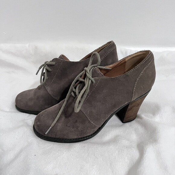 Lucky Brand Mystique Brown Taupe Boots Lace up Size 7.5 M Twee Contemporary - Picture 2 of 7